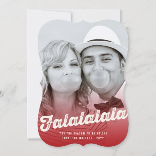 Falalalalaのグラデーションなおもしろいのクリスマスの休日の写真カード シーズンカード (正面)