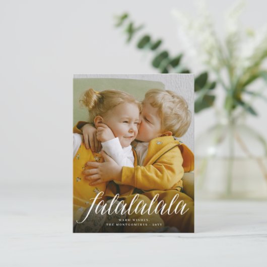 Falalalalaのシンプルな原稿の休日の写真の郵便はがき シーズンポストカード (スタンド正面)