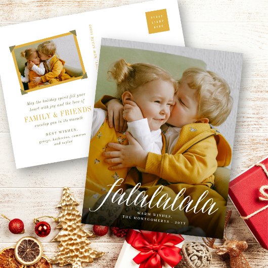 Falalalalaのシンプルな原稿の休日の写真の郵便はがき シーズンポストカード