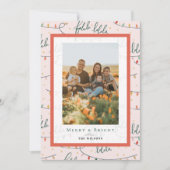 Falalalalaクリスマスライトホリデーピンクのフォトカード 招待状 (正面)