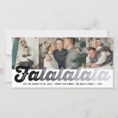Falalalalalaグレーのスクリプトグラデーションおもしろいクリスマス3写真 シーズンカード (正面)
