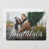 Falalalalalaシンプルホワイトスクリプトおもしろいモダン写真 シーズンカード (正面)