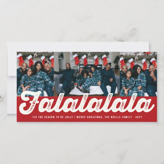 Falalalalalaスクリプトはっきりしたおもしろいクラシッククリスマスフォト シーズンカード (正面)