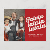 Falalalalalaスクリプトはっきりしたおもしろいクラシッククリスマスフォト シーズンポストカード (正面)