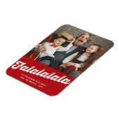 Falalalalalaスクリプトはっきりしたおもしろいクラシッククリスマスフォト マグネット (左側)