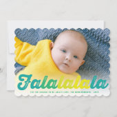 Falalalalalaライムスグラデーションクリプトおもしろいクリスマスフォト シーズンカード (正面)