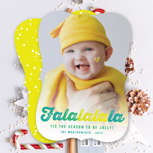 Falalalalalaライムスグラデーションクリプトおもしろいクリスマスフォト シーズンカード