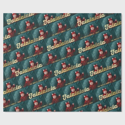 Falalalalala金ゴールドグラデーションスクリプトChristmas数々の Photo ラッピングペーパー (フラット)