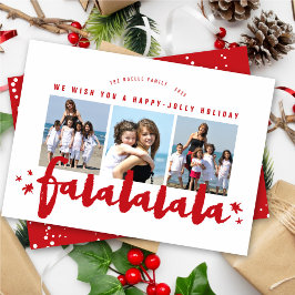 Falalalalala Brush Script Stars Photo モダン Collage シーズンカード