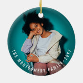 Falalalalala Mintスクリプトグラデーションはっきりした写真クリスマス セラミックオーナメント (裏面)