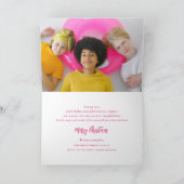 Falalalalalala Pinkスクリプトグラデーションおもしろいクリスマスフォト シーズンカード (内部)