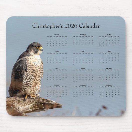 Falcon - Customizable full year 2026 calendar マウスパッド (正面)