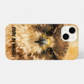 Falcon Face – March Birth Month Watercolor Art  iPhoneケース (裏面横)