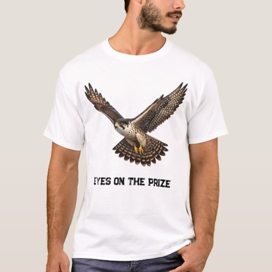 Falcon in Flight Realistic T-Shirt Design (white) Tシャツ (正面)