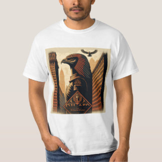 Falcon Ra Egyptian god in the city Tシャツ