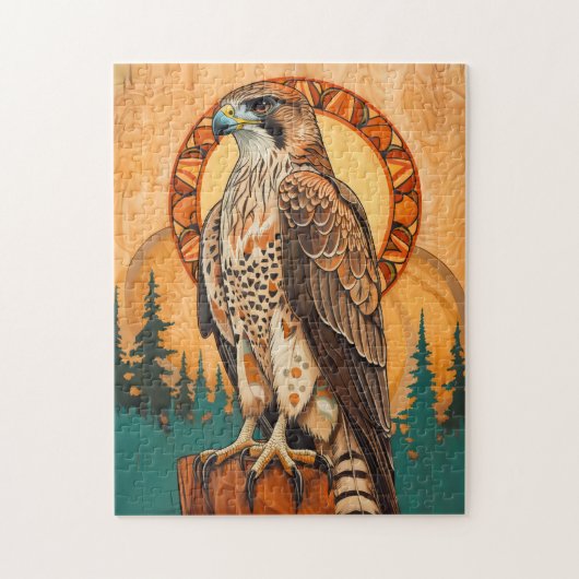 Falcon Totem – Visionary Art Deco Spirit ジグソーパズル (縦)