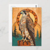 Falcon Totem – Visionary Art Deco Spirit ポストカード (正面/裏面)