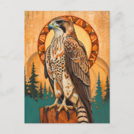Falcon Totem – Visionary Art Deco Spirit ポストカード