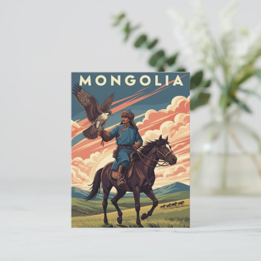 Falconer in Mongolia Travel ポストカード (スタンド正面)