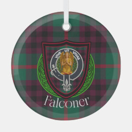 Falconer Scottish Clan Tartan & Crest ガラスオーナメント