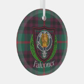 Falconer Scottish Clan Tartan & Crest ガラスオーナメント (正面右)