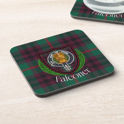 Falconer Scottish Clan Tartan & Crest コースター (左側)