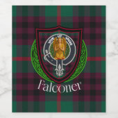 Falconer Scottish Clan Tartan & Crest ワインラベル (シングルラベル)