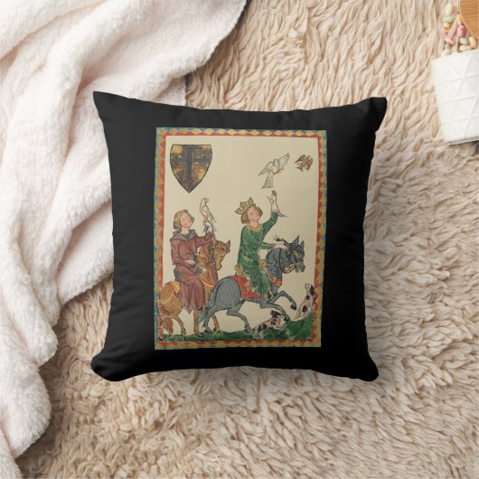 Falconry, 14th Century Codex Manesse クッション (ブランケット)