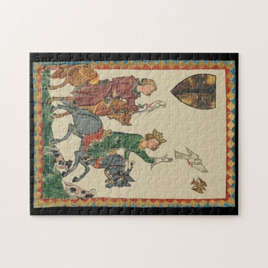 Falconry, 14th Century Codex Manesse ジグソーパズル (横)