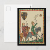 Falconry, 14th Century Codex Manesse ポストカード (正面/裏面)