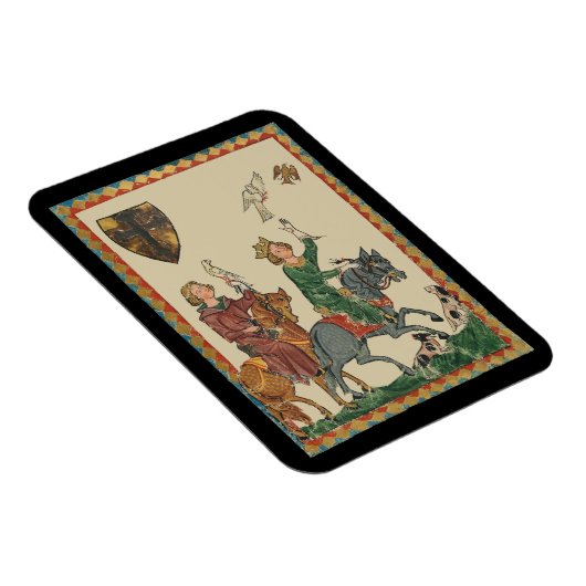 Falconry, 14th Century Codex Manesse マグネット (右側)