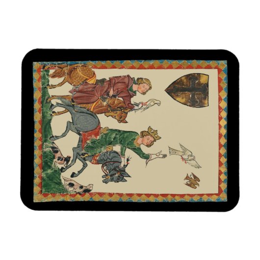 Falconry, 14th Century Codex Manesse マグネット (横)