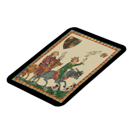 Falconry, 14th Century Codex Manesse マグネット (左側)