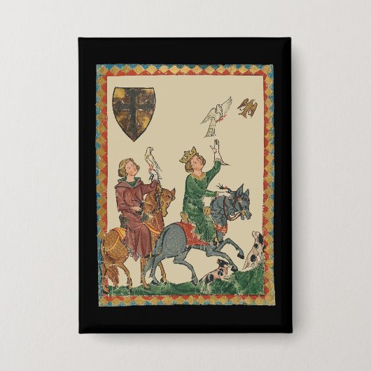 Falconry, 14th Century Codex Manesse 缶バッジ (正面)