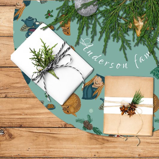 Falda árbol de navidad con muñeco de nieve ブラッシュドポリエステルツリースカート