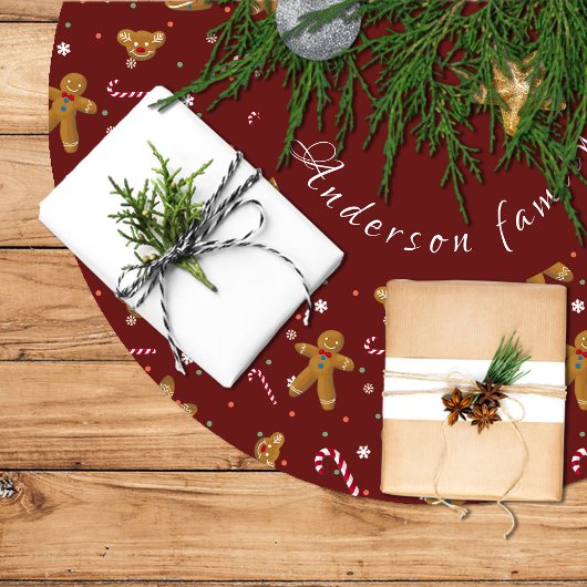 Falda árbol de Navidad en granate y con galletas ブラッシュドポリエステルツリースカート