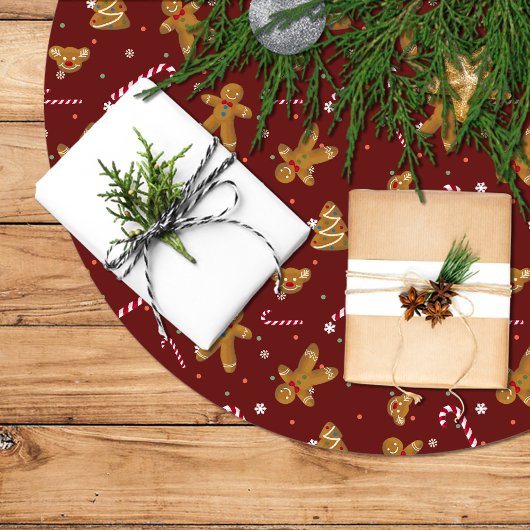 Falda árbol de Navidad en granate y con galletas ブラッシュドポリエステルツリースカート