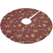 Falda árbol de Navidad en granate y con galletas ブラッシュドポリエステルツリースカート (アングル)