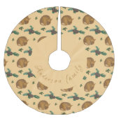 Falda árbol navidad con cervatillo y ramas. ブラッシュドポリエステルツリースカート (正面)