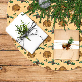 Falda árbol navidad con cervatillo y ramas. ブラッシュドポリエステルツリースカート