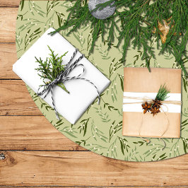 Falda árbol navidad con diseño de hojas muérdago ブラッシュドポリエステルツリースカート