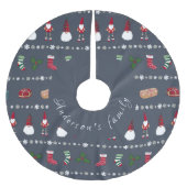 Falda árbol navidad con santa claus y regalos ブラッシュドポリエステルツリースカート (正面)