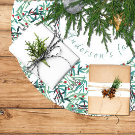 Falda de árbol navidad con diseño de acebo ブラッシュドポリエステルツリースカート