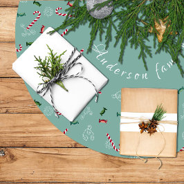 Falda para Árbol de Navidad, candy cane ブラッシュドポリエステルツリースカート