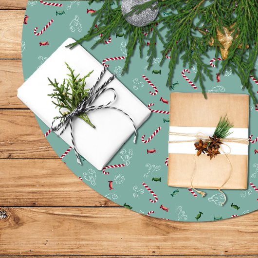 Falda para Árbol de Navidad, candy cane ブラッシュドポリエステルツリースカート