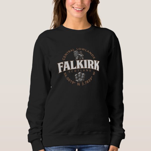 Falkirk Scotland Central Lowlands座標ラベル スウェットシャツ (正面)