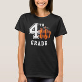 Fall 4th Grade Teacher Buffalo Plaid Pumpkin Women Tシャツ (正面)