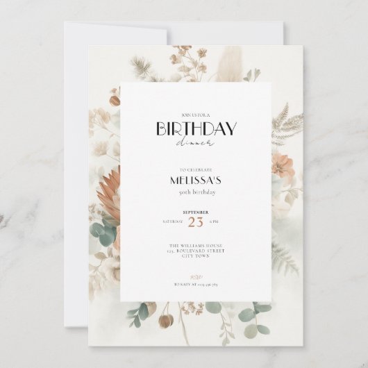 Fall 50th Birthday Invitations for Women 招待状 (正面)