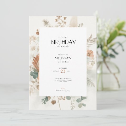 Fall 50th Birthday Invitations for Women 招待状 (スタンド正面)