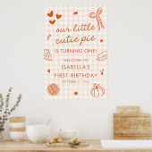 Fall A Little Cutie Pie 1st Birthday Welcome Sign ポスター (キッチン)